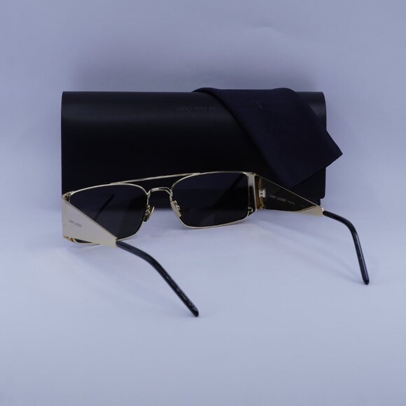 Saint Laurent SL366 LENNY METAL 003 Rectangle Sunglasses - Gold/White Mirror - Picture 10 of 10